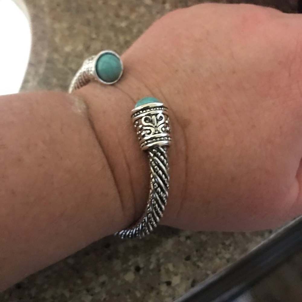 Bangle silver / turquoise bangle - Picture 4 of 6